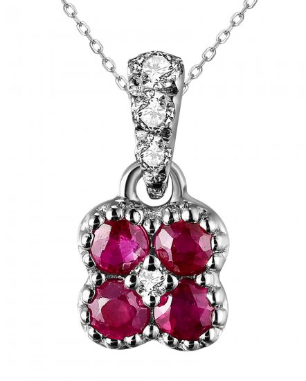 CLOVER STYLE COLORED STONE DIAMOND PENDANT (TP2497)